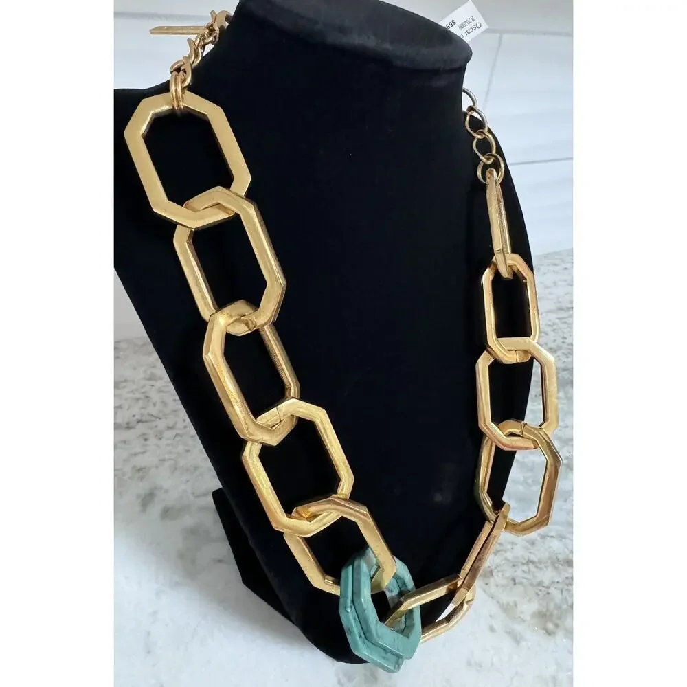 Oscar de la Renta MCM Huge Gold Tone Chain Link Necklace